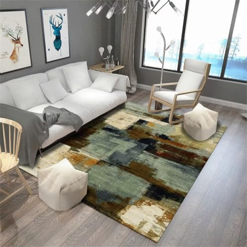 RUGMRZ Teppich Wohnzimmer Groß Großer Alter Im Farbiger Orientteppich Einfache Reinigung Grün 6Ft 6.7''X9Ft 10.1''