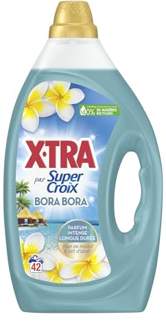 XTRA par Super Croix, Bora Bora, Lessive Liquide, Lessive Parfumee, Parfum Fleur de Monoi & Lait d'Aloe, Efficace des 20°C, Proprete & Evasion a Chaque Lavage, 42 Lavages
