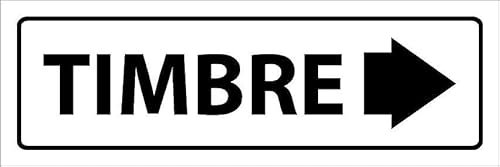 Doorbell, arrow pointing right, white informational sign SP019-1mm flexible Plastic sign (150mm x 50mm)