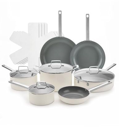 ChefRobot Batterie de cuisine en céramique antiadhésive, 18 pièces, casseroles et poêles à induction, ensemble de casseroles et poêles non toxiques, sans PFOA et PTFE