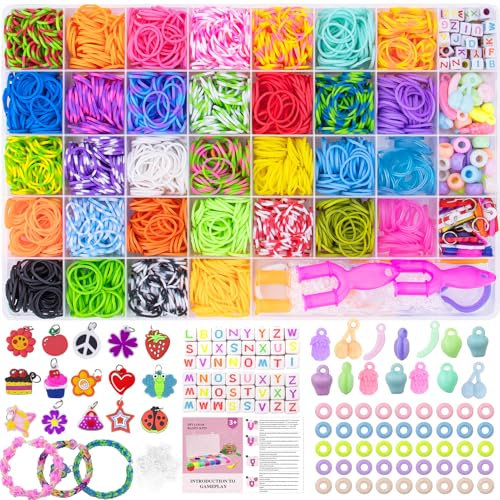 Uoliloom 2900+ Loom Bands Kit, 32 Colors Loom Band Kit with Clips Charms Beads, DIY Friendship Bracelet Making Kits and Storage Box for Girls and Boys