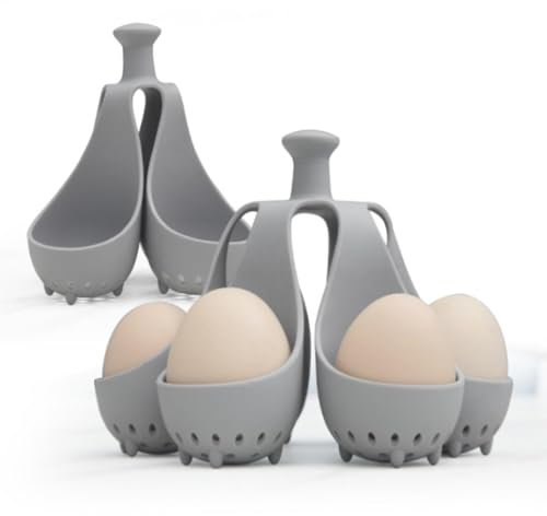 Eierkocher-Halter, Silikon-Eierpochierer, Halter für hartgekochte Eier, Silikon-Eierbecher für pochierte Eier, harter Eierhalter, Küchenhelfer, Grau