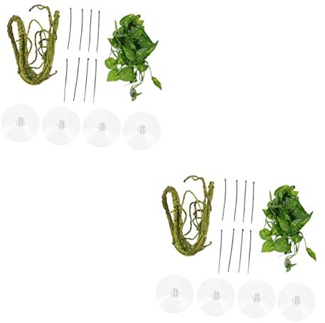 BESPORTBLE 2sätze Reptilien Vines Dekorative Kletterpflanzen Für Terrarien Hochwertige Pu-vorhangvinen Mit Starken Saugnäpfen Für Eidechsen Chamäleons Und Andere Reptilien Für