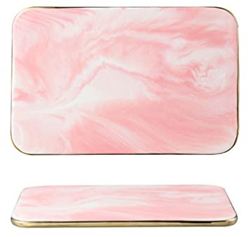 SaryEdge Marble Cutting Pastry Board Marble Serving Tray For Cheese Pastries Meat Vegetables Large Board For Kitchen (Pink L