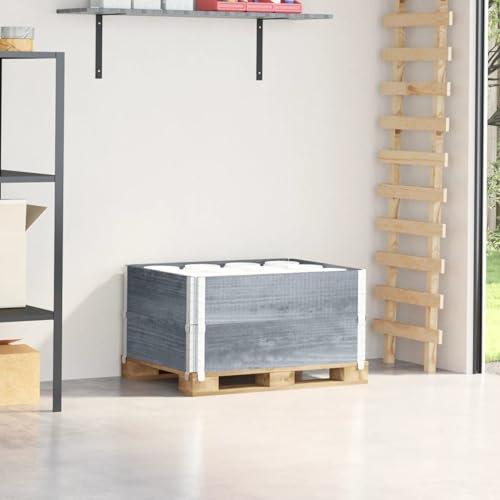 Lechnical Pallet Collars 2 pcs Grey 80x60 cm Solid Wood Pine,Pallet Collars,Versatile for Storage or Raised Garden Bed,Space Saving-4010270