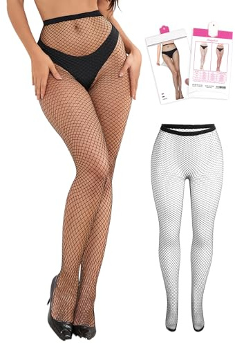 ohmydear dam nätstrumpbyxor svarta stora storlekar nätstrumpor 1/2-pack sexiga fisknätsstrumpor hög elasticitet fisknät strumpbyxor plus storlek fisknät tights, Svarta små maskor, 3XL-5XL