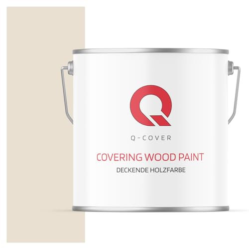 Q-COVER DECKENDE HOLZFARBE 5L HALBMATT Cremeweiß RAL 9001 RAL DECKFARBE HOLZLACK DECKLACK WETTERSCHUTZFARBE ALLE HOLZARTE OSB-PLATTEN INNEN AUßEN ca. 80-150 ml / m2