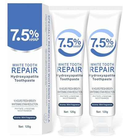 Heyzeibo Hydroxyapatit Zahnpasta,fluoridfreie Zahnschmelzreparatur und Linderung von Zahnempfindlichkeit(2PC)
