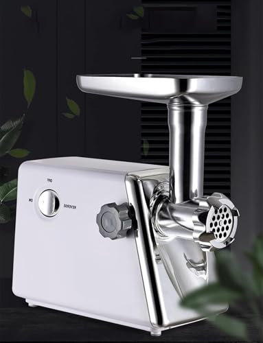 Picadora de carne eléctrica de 400 W, de acero inoxidable, for embutir salchichas, cuchillas y placas de acero inoxidable y 1 máquina for hacer salchichas