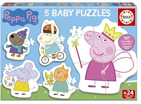Educa - Baby Puzzle Peppa Pig | 5in1 Babypuzzleset 3/4/5 Teile | Peppa Wutz, Kinderpuzzle Kleinkind | ab 2 Jahren (20318)