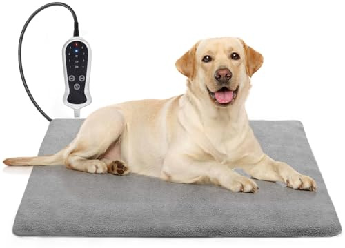 RC SLL Dog Heating Pad 50 * 80 cm, Heated Pet Bed Mat for Dogs Cats, Pet Heating Pad with Smart Adjustable Temperature & 14 Timer Thermostat, Waterproof, Chew-Resistant 1.8m Cord for Whelping Box