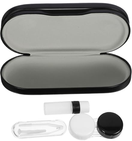 Caja de Lentes de Maquillaje Portátil Pequeña, Diseño para Lentillas, Negro