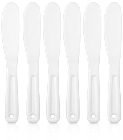 Makeup Spatula - ShiningUU 6 Piece Plastic Reusable Sun Cream Applicator, Face Mask Brushes & Cosmetic Spatulas for Skincare, Cream Blending, Waxing & Jar Scraping (20.6cm x 3.1cm)​