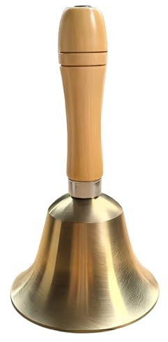 YOFDAL Campana de Mano Mango de Madera, latón Macizo, Aplicable al Adiestramiento de Animales, Cena, Meditación, Clases de Música, Servicio para Pacientes Ancianos