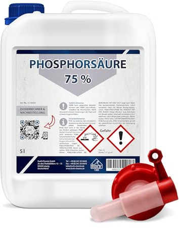 Phosphorsäure 75%, 5l + Auslaufhahn | Rostumwandler, Rostentferner, Rostlöser für Metall, Konzentrat zum Anmischen