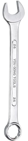 sourcing map Llave combinada métrica de 24 mm, extremo abierto y desplazamiento de 15 grados, extremo de caja de 12 puntos, llaves de doble extremo, herramientas para reparación de maquinaria