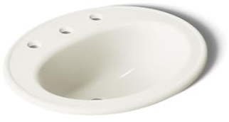 KOHLER K-2196-8-96 Pennington Self-Rimming Bathroom Sink, Biscuit