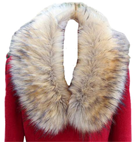 Kidssky Faux Fur Collar Hood Collar Scarf Shawl Stole Neck Warmer For Winter Coat Jacket Parka (Brown with black tips, 72cm/28.3)
