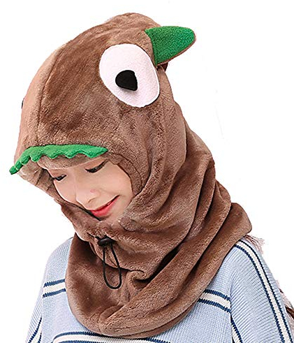 Cheerlife Kinder Jungen Mädchen Mütze Schal Maske 3 in 1 Schlupfmütze Schalmütze Herbst Winter Warm Ohrenschutz Tiermütze Damen Mütze Schalset (Erwachsener, Dinosaurier Kaffee)