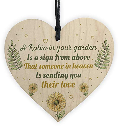 RED OCEAN Targa commemorativa a forma di cuore in legno da appendere alla tomba di Robin Garden, regalo ispiratore