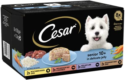 Cesar 7+ Wet Dog Food Jelly for Senior, 8 x 150g (Package may vary)