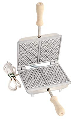 CBE Elettrodomestici Biscottiera Elettrica per Ferratelle e Cialde in Alluminio, Rettangolare Sottile, 2 Pz.