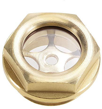 uxcell Oil Liquid Level Gauge Sight Glass G3/4 Male Threaded Brass Air Compressor Fittings with O-Ring, Yellow