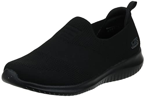Skechers Women's Sneaker, Black Stretch Fit Knit Skimmmer, 3 UK