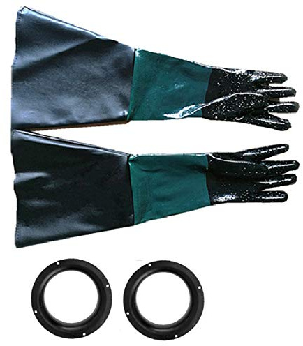 Lodokdre 1Pair Rubber Sandblasting Gloves 60cm Heavy Duty Working Protective Sandblaster Gloves for Sandblast Machine Cabinet