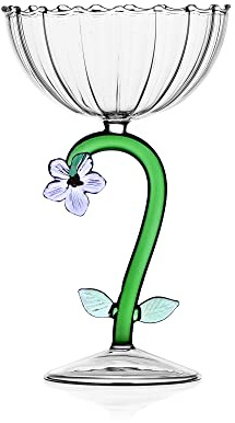 Ichendorf Milano Champagnerschale lila Blume | Botanische Kollektion | 28 cl | Borosilikatglas | handgefertigt
