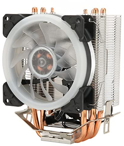 KOSDFOGE CPU-kylare, CPU-kylare med RGB-ljus 9,2 cm Fläkt 12V 3Pin 4Pin Interface Plug and Play Aluminiumlegering CPU Kylfläkt Mute CPU Fläkt för Stationär Dator 12V