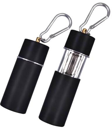 Hourwof Portable Ashtray with Lid,Metal Outdoor Pocket Ashtrays with Keychain for Cigarettes,Travel Ash Trays,Black