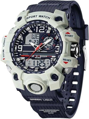 findtime Armbanduhr Damen Digital Sportuhr für Teenager Mädchen, Weiß Digitaluhr Analog Display Militär Wasserdicht Uhren