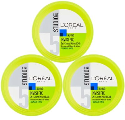 L'Oréal Paris Studio Line Invisi Fix Gel Mineral Cream Langanhaltend 24h Halt 5 Stark - 3 Gläser 150ml