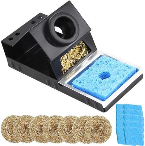 DKARDU Soldering Iron Holder, Stable Portable Soldering Iron Stand with Brass Wool, Cleaning Sponge, Solder Tip Slots, No Water Needed