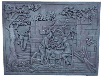 Lastra in ghisa per camino decoro TAVERNA CM. 110 × 80 H SP. 1,2 cm DS
