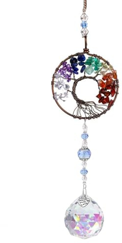 WULILONG Window Sun Catcher Garden Sun Catchers Crystal Gifts Tree of Life Healing Crystal Rainbow Maker Accessories for Women
