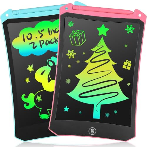 2 Packs LCD Schreibtafel für Kinder, Zaubertafel 10,5 Zoll, Umweltfreundlich Heller Bunten Schrift Pad Lernspielzeug, Geschenke für 3-8 Jährige Mädchen Jungen