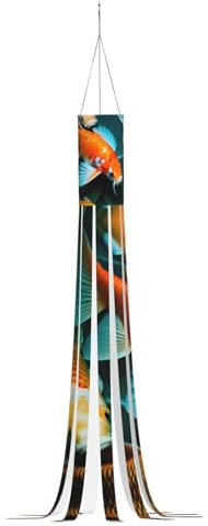 HD Koi Fischdruck Geisterhaft Halloween Windsack Freundlich Hängende Geist Dekorationen Windsack Outdoor