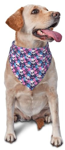 Hundehalstuch, Totenkopf-Blume, blau-rosa Dreieck-Lätzchen, Hundetaschentuch, niedliches Hundezubehör, Hundehalstücher