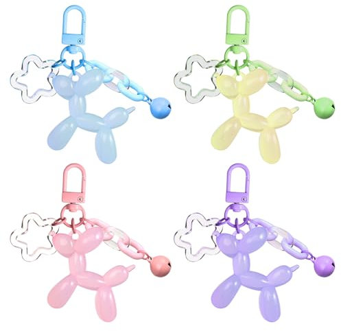 GOSHIES Ballonhund Schlüsselanhänger 4 Stück - Süß Jelly Welpen-Schlüsselanhänger Cute Dog Keychain für Autoschlüssel, Handtaschen Zubehör