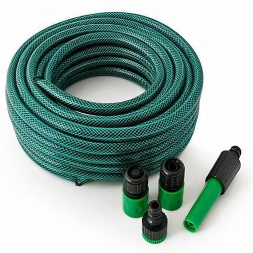 WESEN Garden Hose 5m/10m/15m/20m/30m/50m, 10m Garden Hose Pipe with Spray Nozzle and Fittings, 1/2 Diameter No Leaking&Kink Durable Water Hose for Garden/Gardening/Car/Washing (Green, 10M)