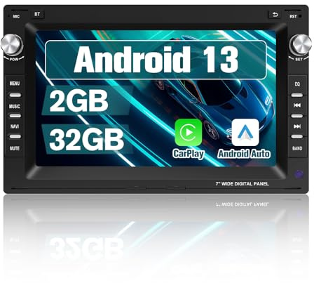 Hexinex Android 13.0 [2GB+32GB] Radio Coche con Pantalla Táctil de 7 Pulgadas para VW Passat B5 Golf Polo MK4 T5 Ibiza 6L, Etc., Admite CarPlay/Android Auto Inalámbrico/MirrorLink/WiFi/FM/Bluetooth