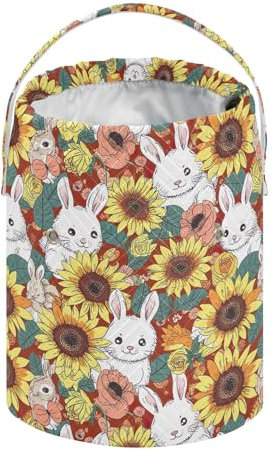 Garntasche, niedliche Kaninchen, Sonnenblumen, Osterkörbe, kleine Häkeltasche, tragbare Stricktasche, Garnaufbewahrungsbehälter für Häkeln, Stricken, Zubehör und Zubehör