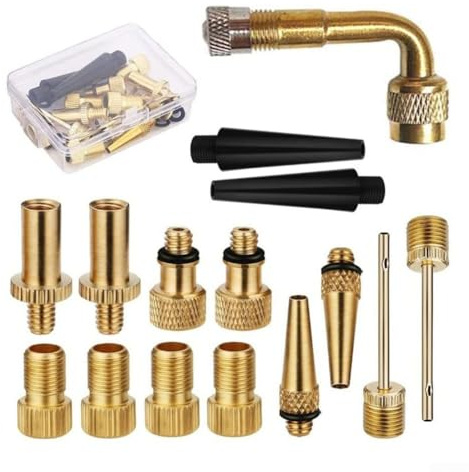 Bicycle Pump Adaptor Kit with 15 Connectors for Various Valves Including Presta and Dunlop