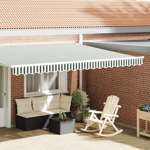Brokky 42000810 Awning Valance for 4.5 m Frame Green and White 4.3x0.2 m Replacement Awning Fabric - Awning Cover Cloth Valance,UV/Water Resistant