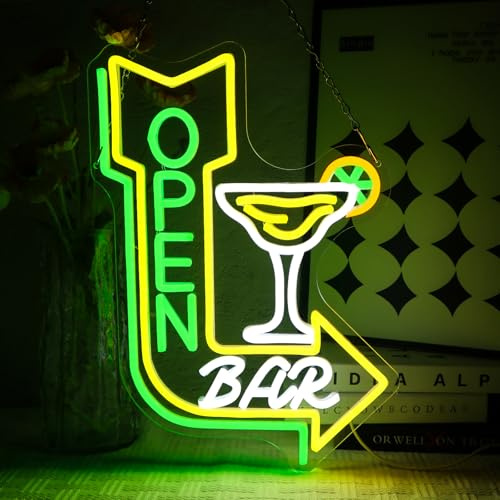 OYCGZV Neonskylt öppen LED-neonskylt, LED-neonskylt, LED, cocktail, dimbar, USB-ljustecken för ölbar, café, klubb, pub, grotta, fest, taverna