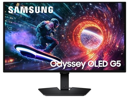Samsung 27” Odyssey OLED G5 (G50SF) QHD & QD-OLED Gaming Monitor, 180Hz Refresh Rate, 0.03ms (GtG) Response Time, NVIDIA G-Sync Compatible, AMD FreeSync™, LS27FG500SNXZA