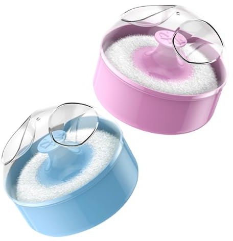 ROMISBABA 2 Piezas Puff para Polvos Infantiles con Estuche Aplicador Suave para Polvo Corporal Puff Pequeño Seguro para Bebés Caja Protectora para Cuidado Corporal
