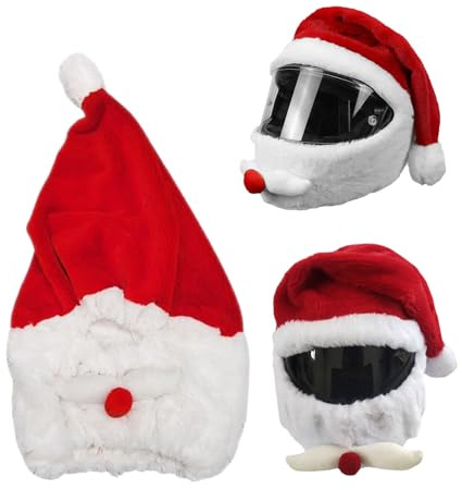 Dhqkqg Weihnachtsmann Motorradhelm Überzug, Helmüberzug Motorrad Universal, Motorradhelm Cover Weihnachten, Weihnachtsmütze Motorradhelmbezug, Rot (Helm Nicht Inbegriffen)